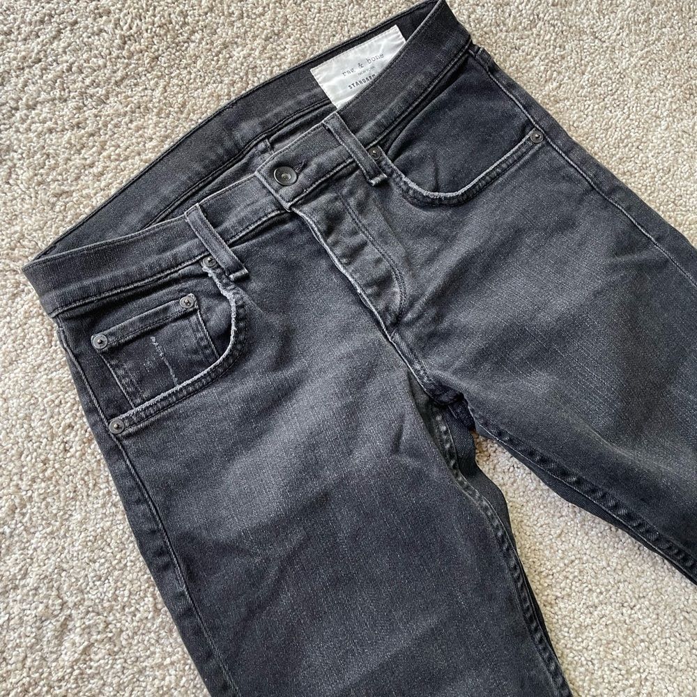 Rag and Bone Skinny Distressed Black Jeans - Picture 9 of 12
